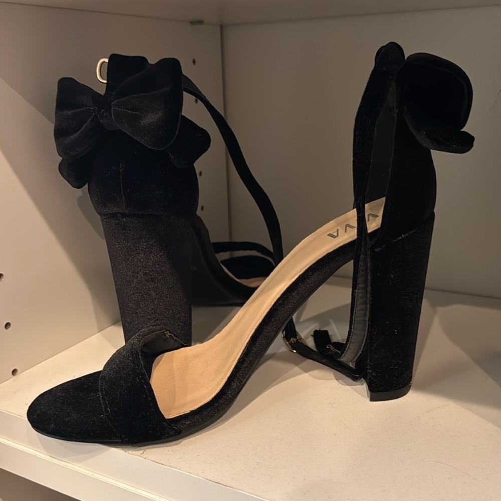 Black velour heels